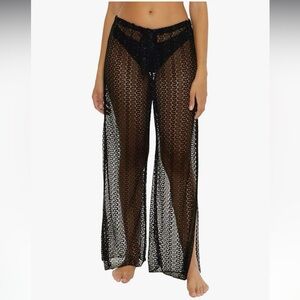NWT BECCA Crochet Split Leg Cover Up Pants L